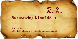 Rakovszky Kleofás névjegykártya